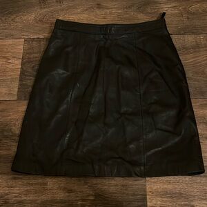Vintage leather black mini skirt